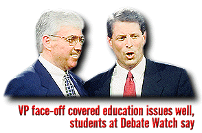 {VP face-off covered education issues well, students at Debate Watch say}